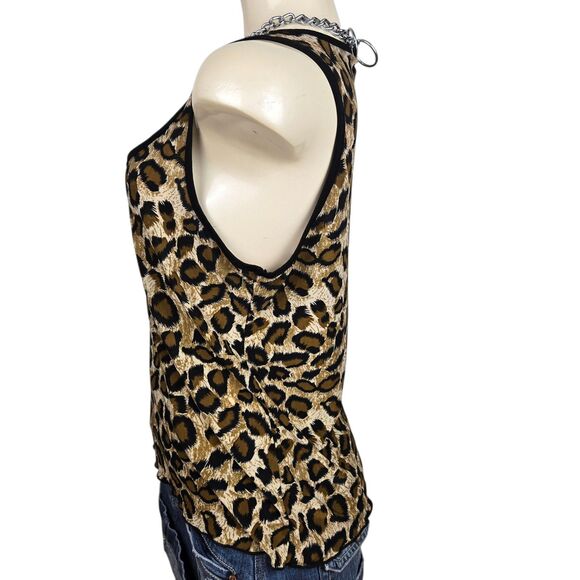 Colada Tank Top Sz M Stretch Leopard Cheetah Animal Print Coquette Y2K Goth - Picture 4 of 5
